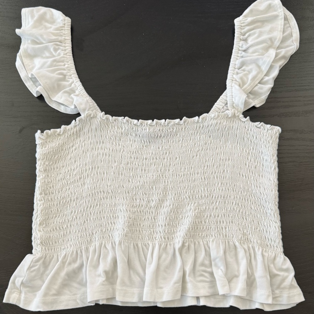 Forever 21 White Ruffled Crop Top